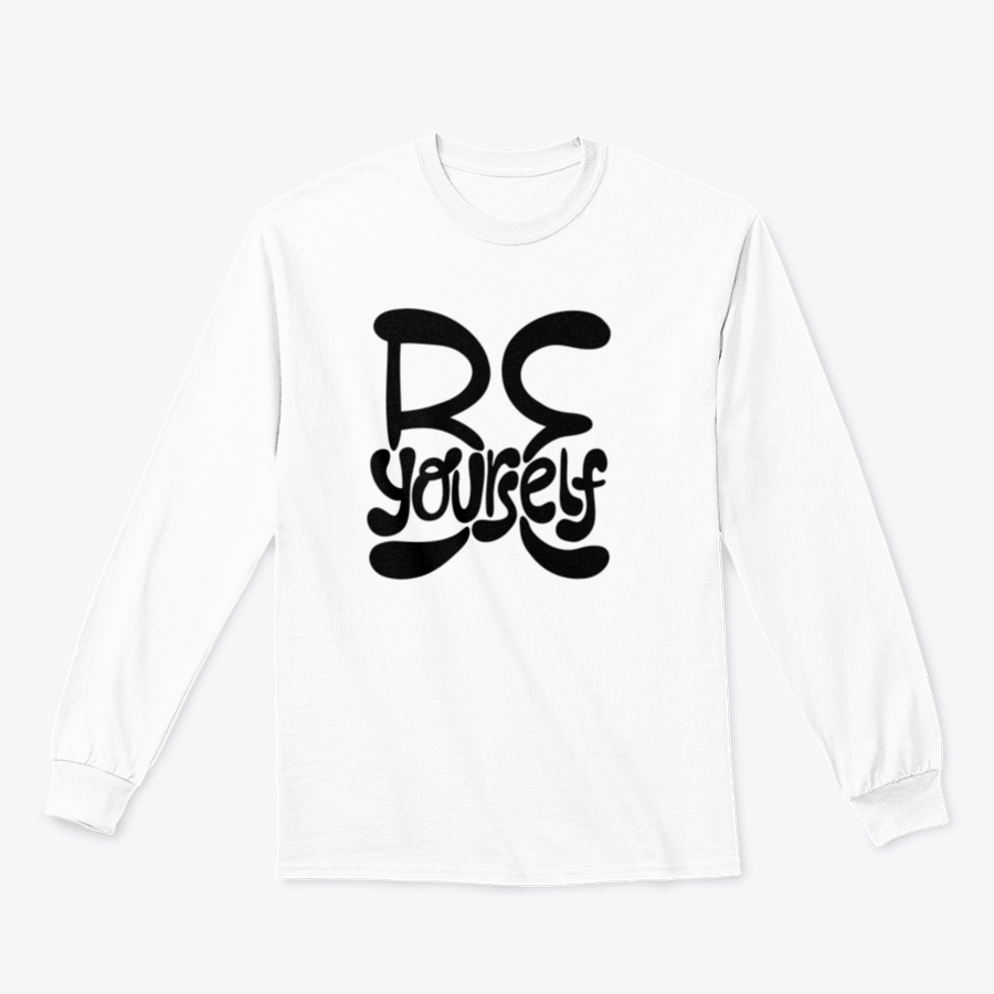 Be Yourself Hand-Drawn Lettering Quote Design Tee in a classic fit, showcasing unique lettering on soft cotton fabric.