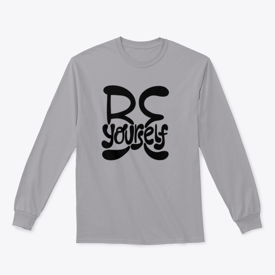 Be Yourself Hand-Drawn Lettering Quote Design Tee in a classic fit, showcasing unique lettering on soft cotton fabric.