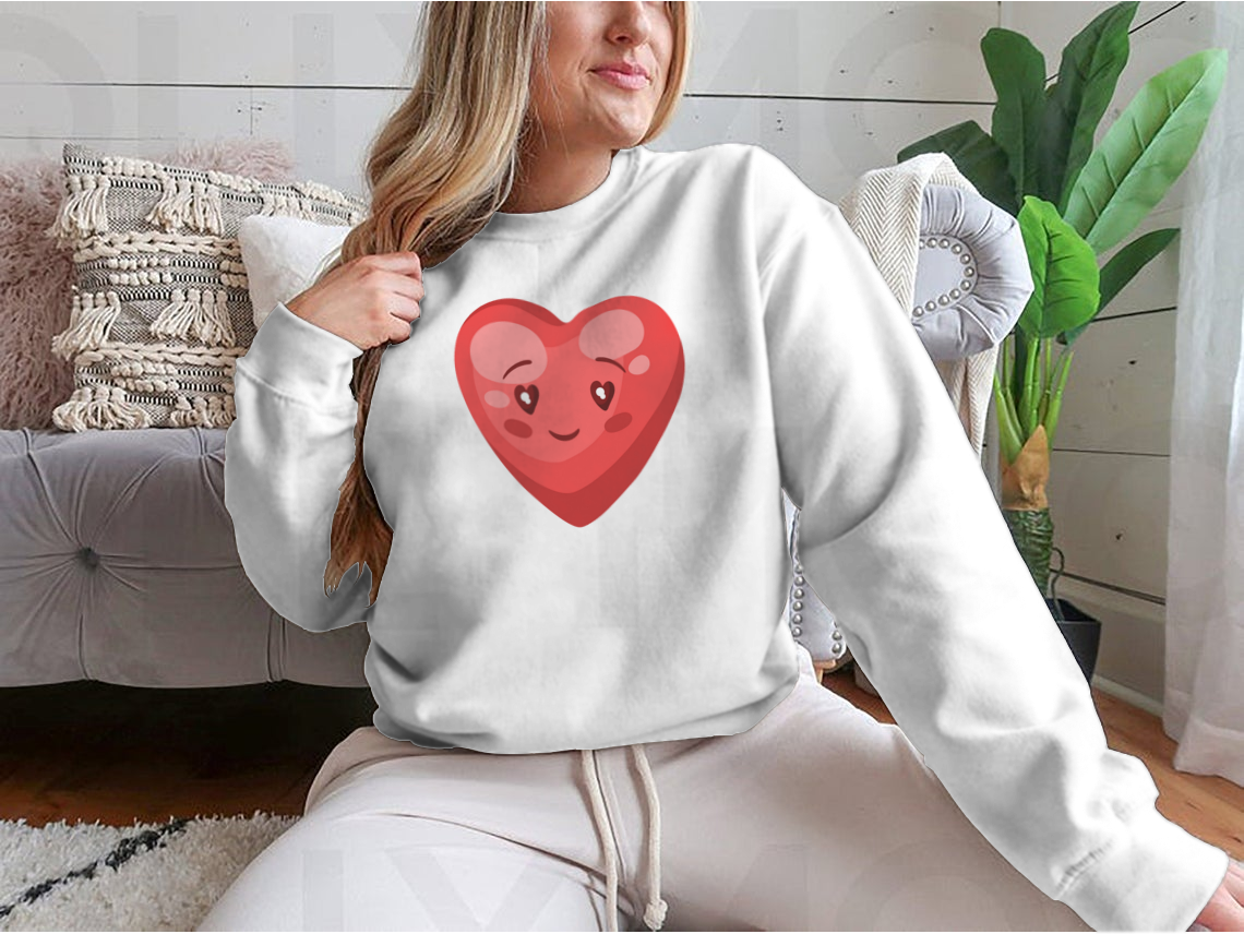 A cute heart illustration on a comfortable cotton t-shirt, perfect for Valentine's Day celebrations.