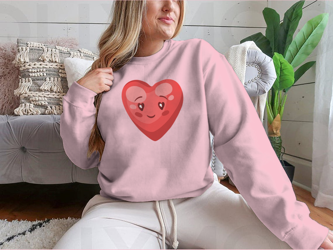 A cute heart illustration on a comfortable cotton t-shirt, perfect for Valentine's Day celebrations.