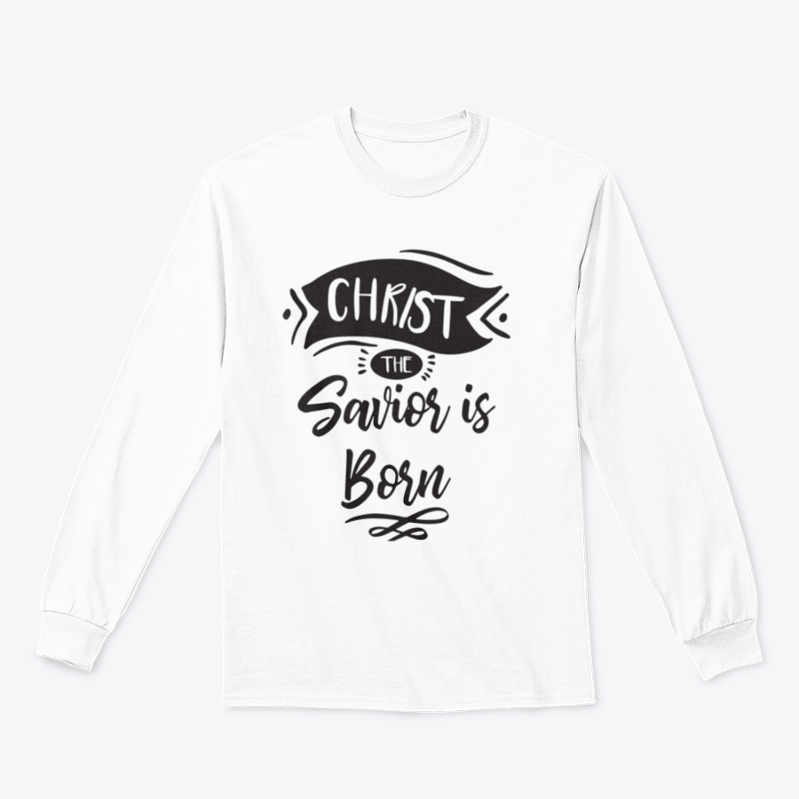 A festive print design featuring the phrase 'Christ The Savior Is Born' on a soft cotton fabric, perfect for Christmas celebrations.