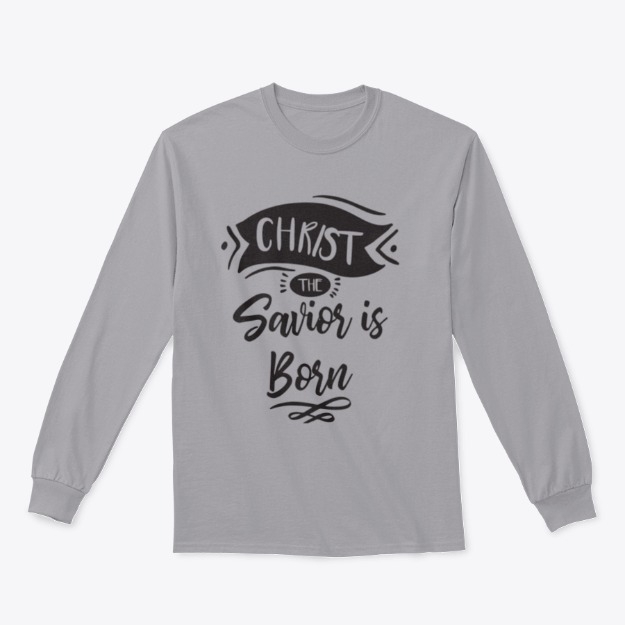 A festive print design featuring the phrase 'Christ The Savior Is Born' on a soft cotton fabric, perfect for Christmas celebrations.