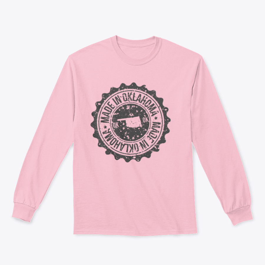 Customized Oklahoma Made in Map Travel Stamp Sweatshirt featuring a unique design and comfortable fit, perfect for showcasing Oklahoma pride.