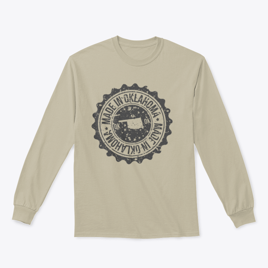 Customized Oklahoma Made in Map Travel Stamp Sweatshirt featuring a unique design and comfortable fit, perfect for showcasing Oklahoma pride.