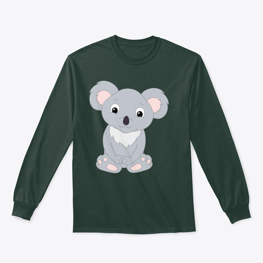 Cute Cartoon Koala design on a soft cotton fabric, isolated on a white background, showcasing its charming features.