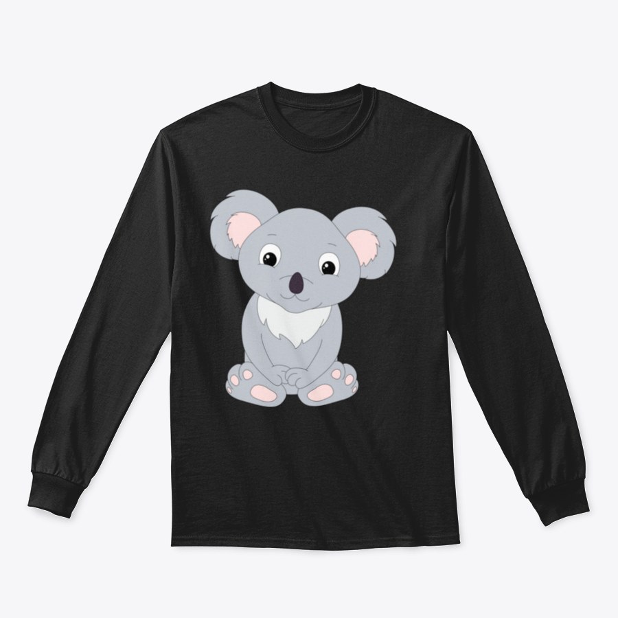 Cute Cartoon Koala design on a soft cotton fabric, isolated on a white background, showcasing its charming features.