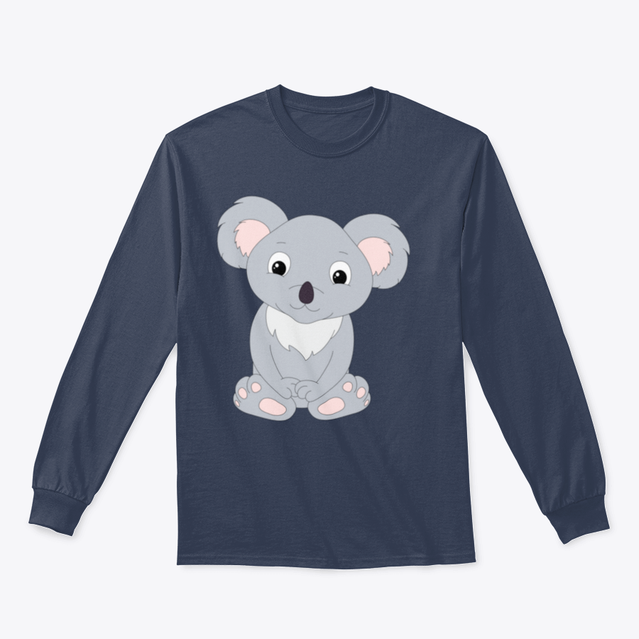 Cute Cartoon Koala design on a soft cotton fabric, isolated on a white background, showcasing its charming features.