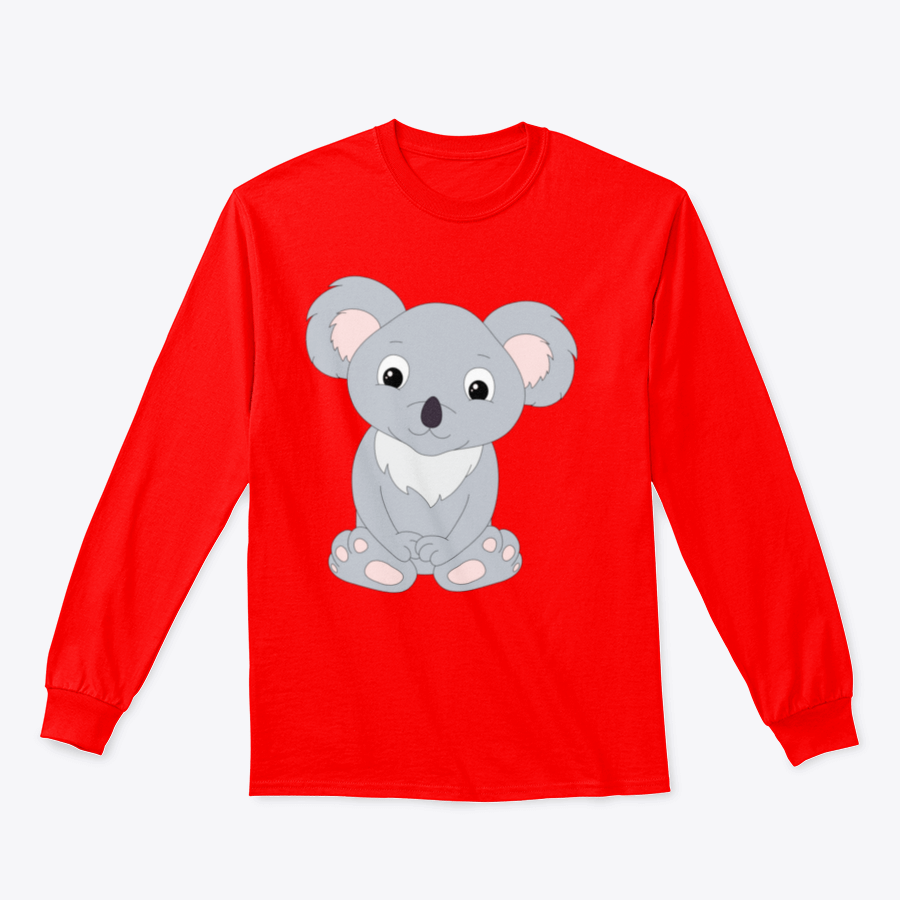 Cute Cartoon Koala design on a soft cotton fabric, isolated on a white background, showcasing its charming features.
