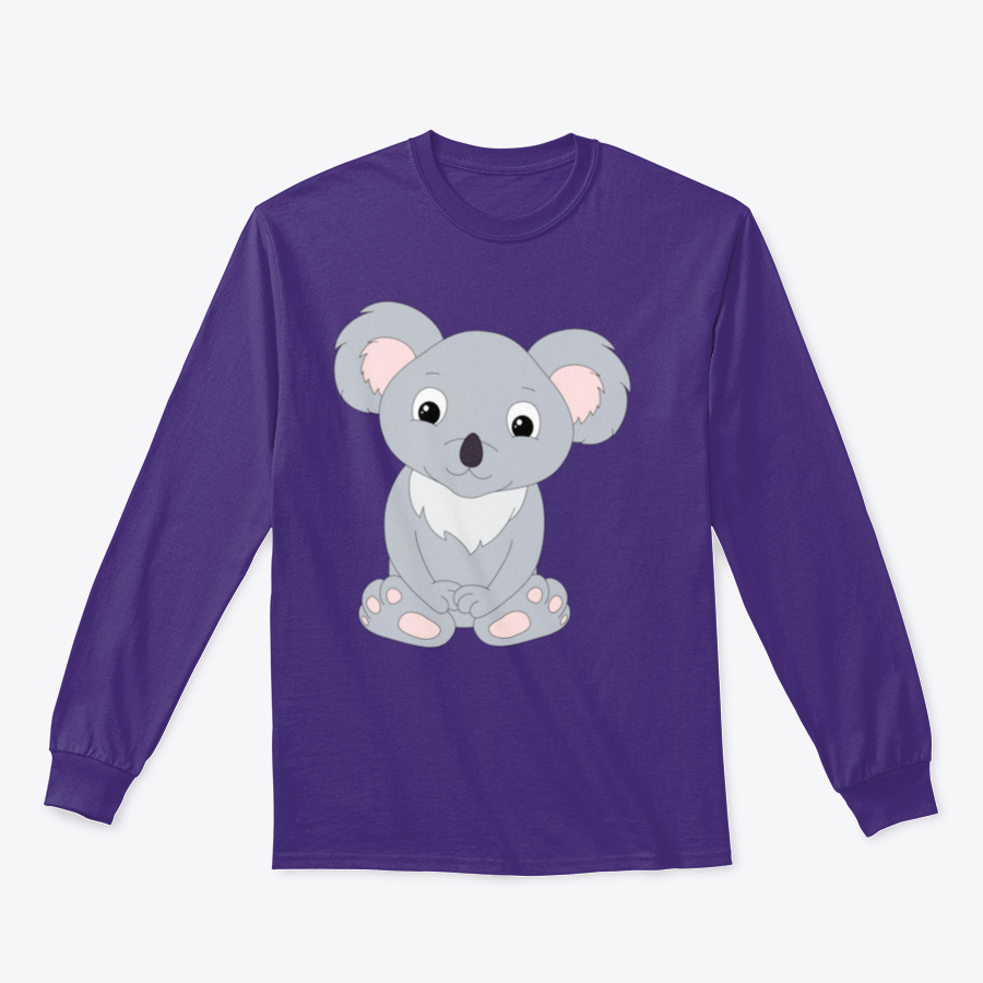 Cute Cartoon Koala design on a soft cotton fabric, isolated on a white background, showcasing its charming features.