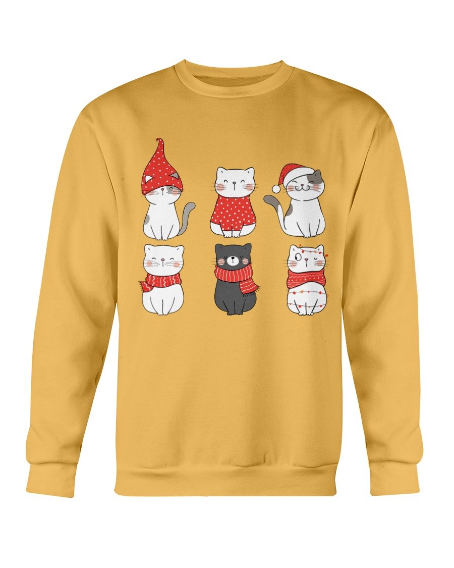 Cute Cats Christmas Sweatshirt featuring playful cat graphics, perfect for holiday celebrations.