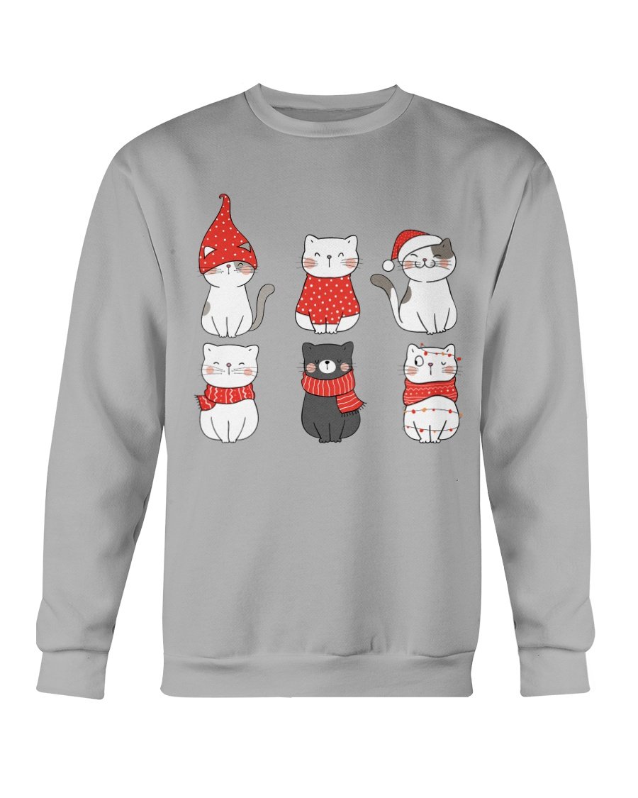 Cute Cats Christmas Sweatshirt featuring playful cat graphics, perfect for holiday celebrations.