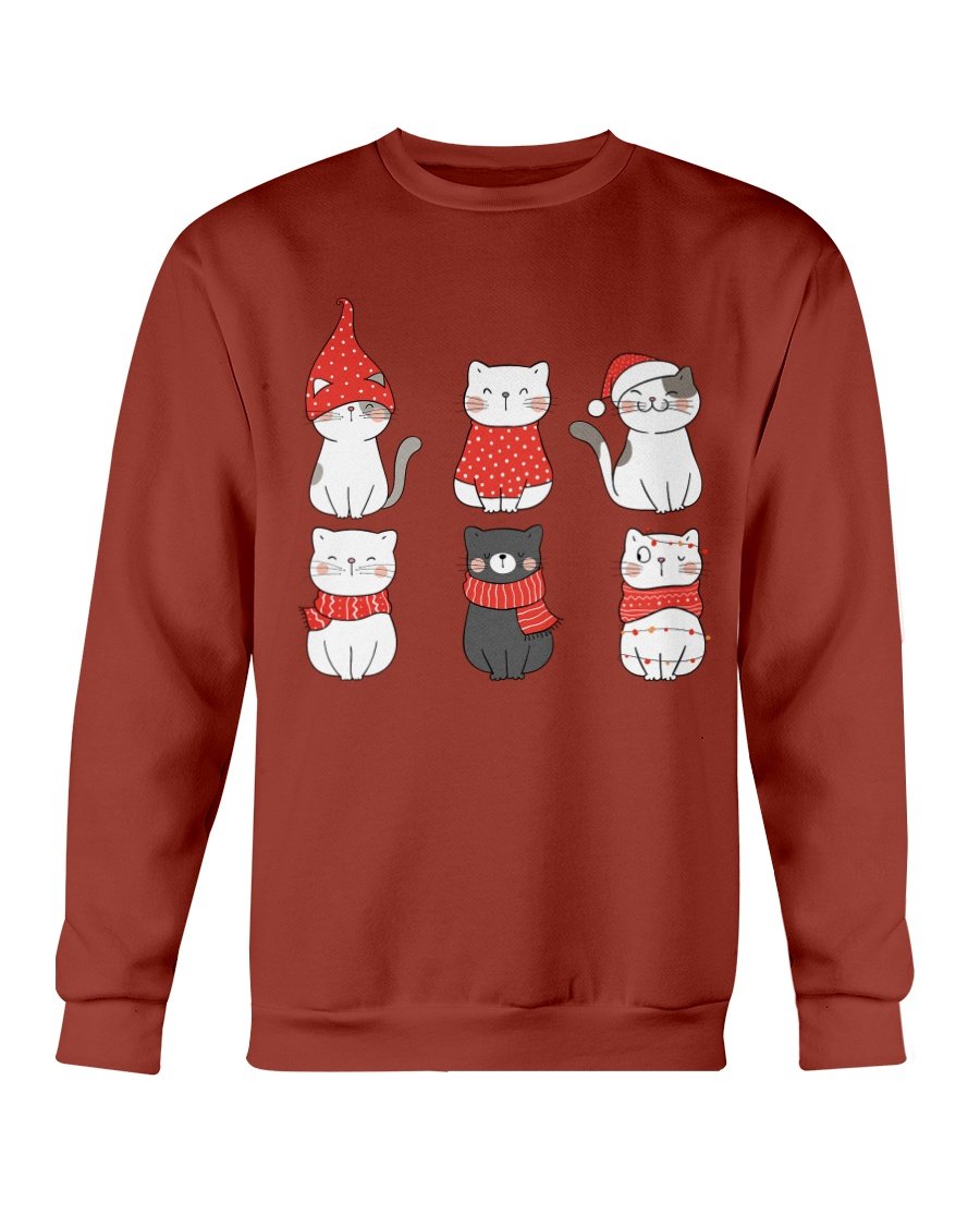 Cute Cats Christmas Sweatshirt featuring playful cat graphics, perfect for holiday celebrations.