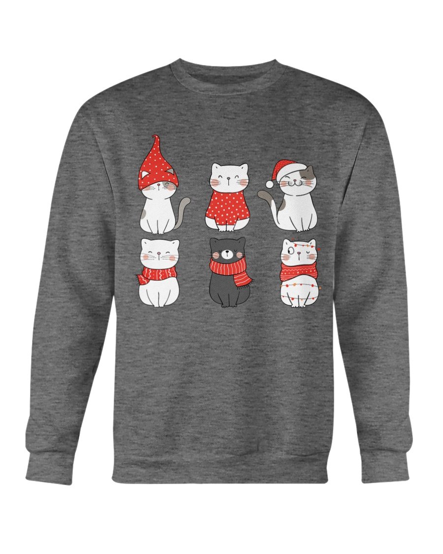 Cute Cats Christmas Sweatshirt featuring playful cat graphics, perfect for holiday celebrations.