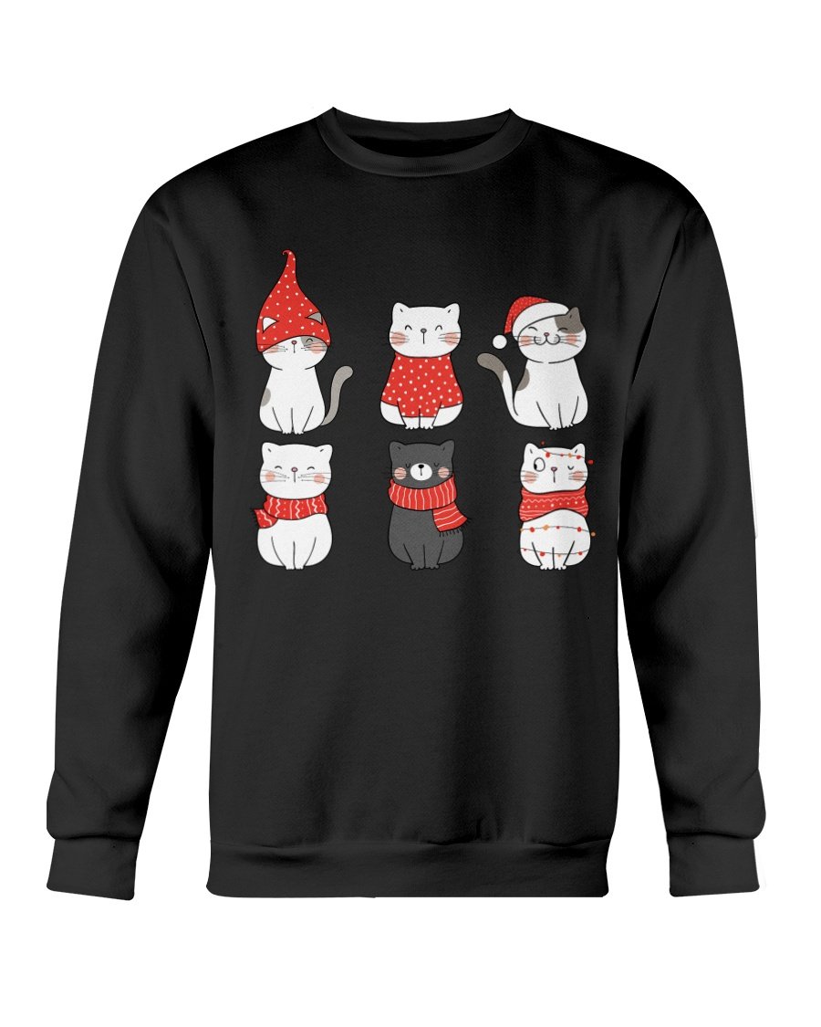 Cute Cats Christmas Sweatshirt featuring playful cat graphics, perfect for holiday celebrations.