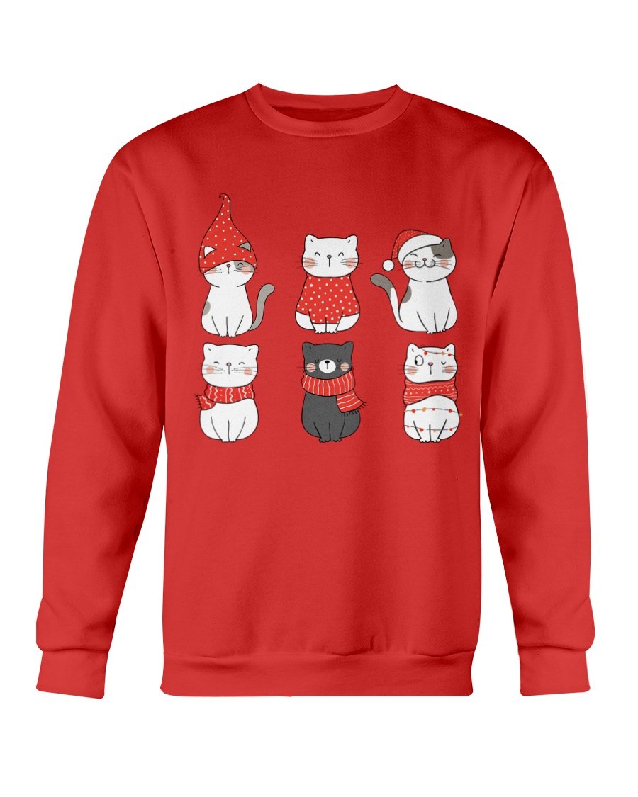 Cute Cats Christmas Sweatshirt featuring playful cat graphics, perfect for holiday celebrations.