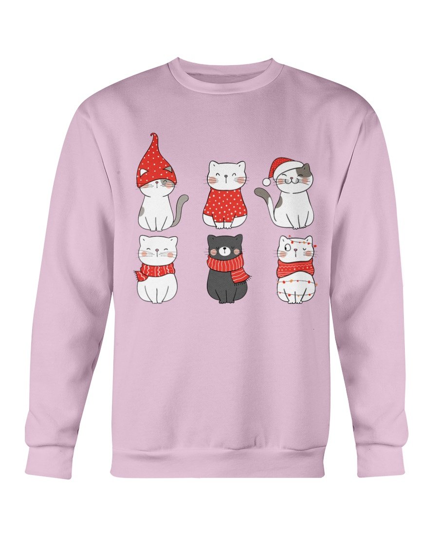 Cute Cats Christmas Sweatshirt featuring playful cat graphics, perfect for holiday celebrations.