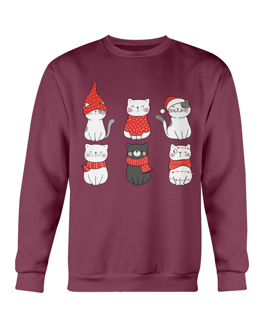 Cute Cats Christmas Sweatshirt featuring playful cat graphics, perfect for holiday celebrations.
