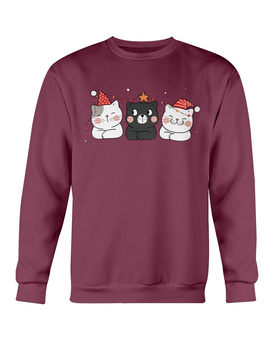 Cute Cats Christmas Sweatshirt featuring playful cat designs, perfect for holiday wear.