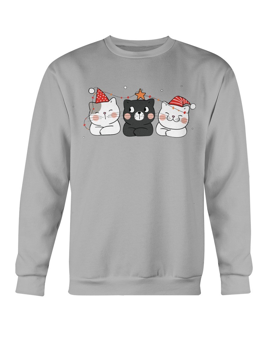 Cute Cats Christmas Sweatshirt featuring playful cat designs, perfect for holiday wear.
