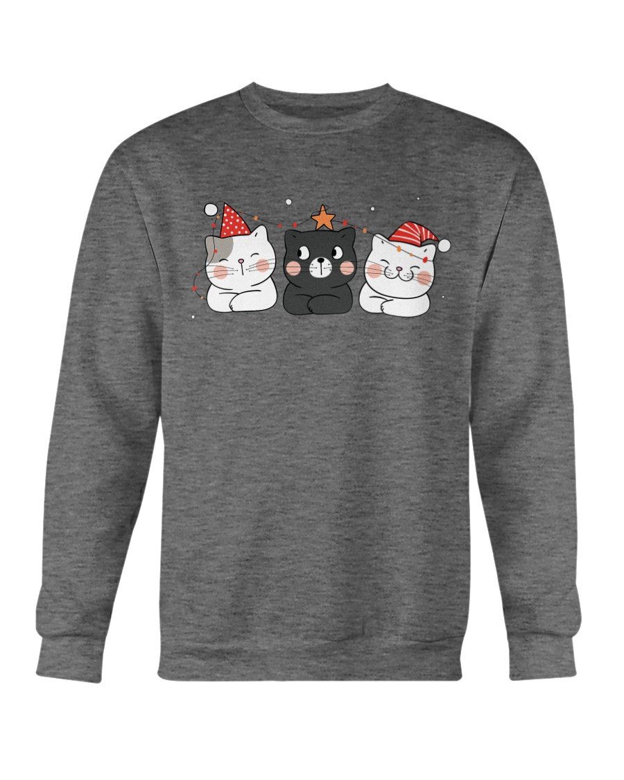 Cute Cats Christmas Sweatshirt featuring playful cat designs, perfect for holiday wear.