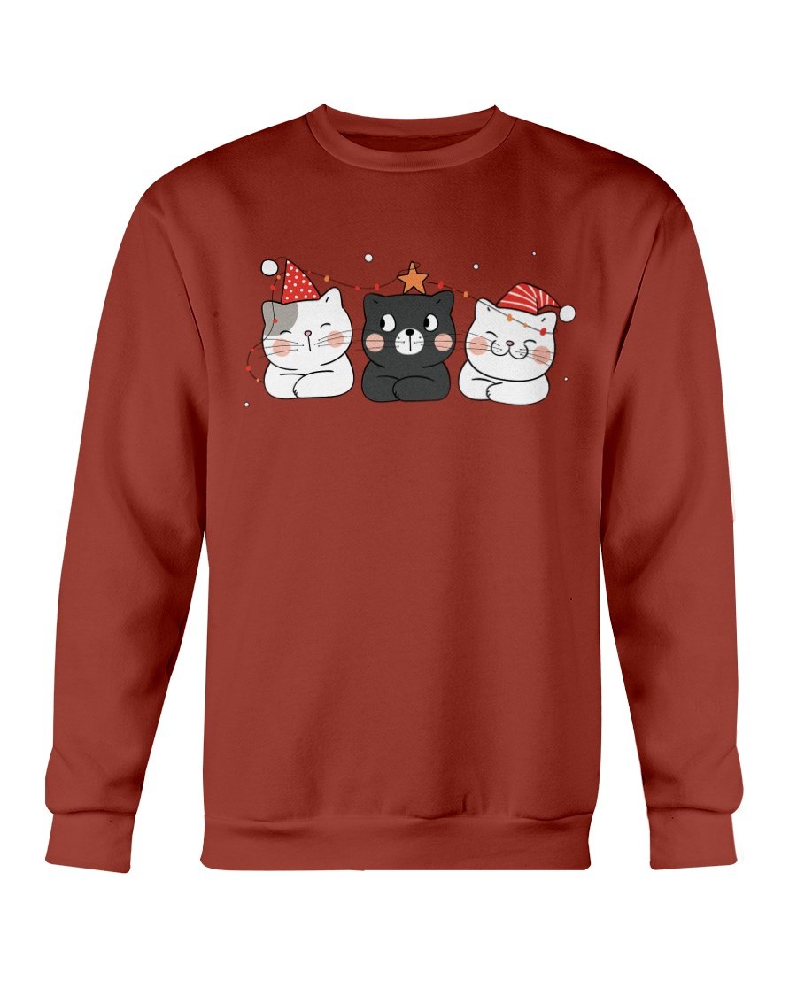 Cute Cats Christmas Sweatshirt featuring playful cat designs, perfect for holiday wear.
