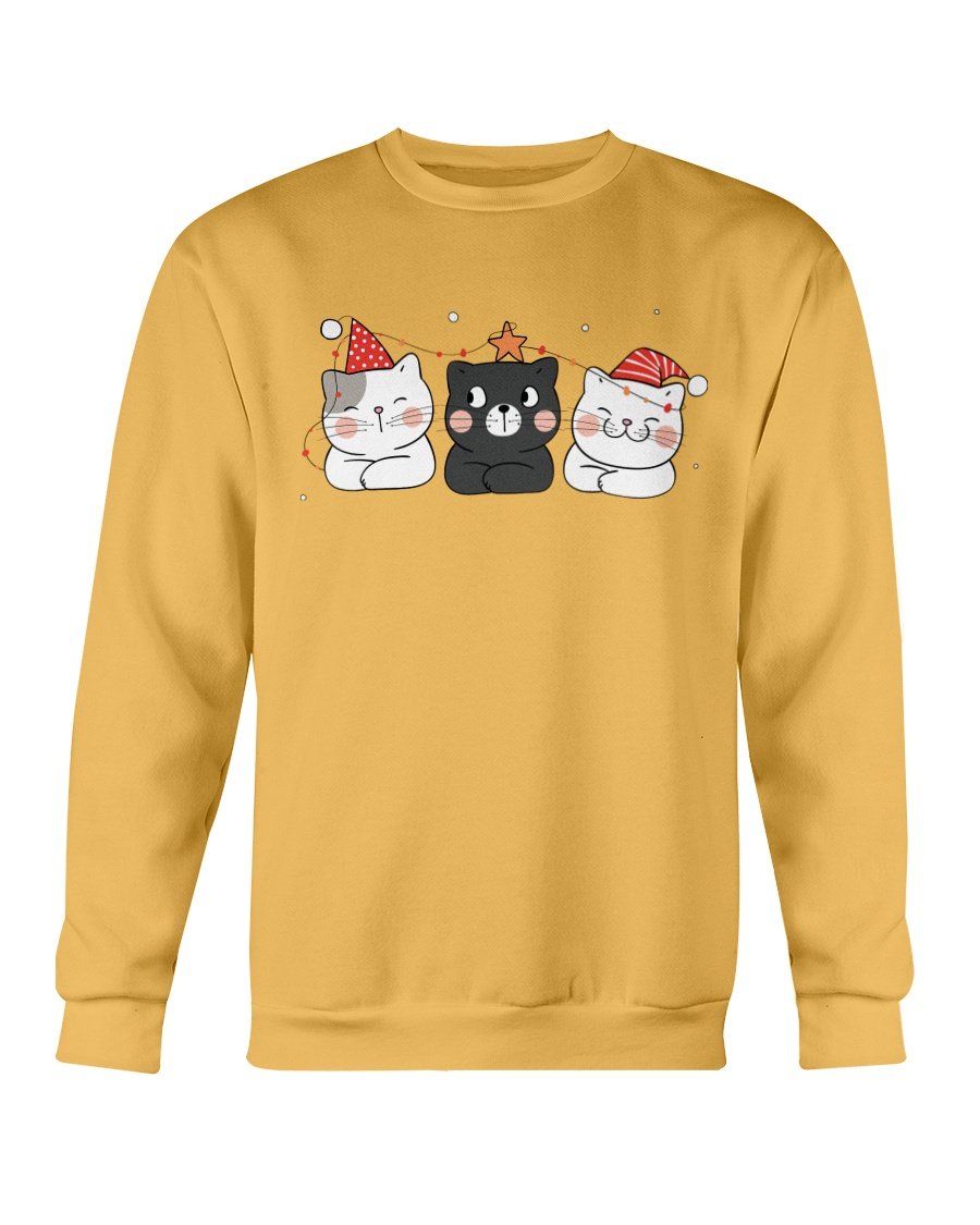 Cute Cats Christmas Sweatshirt featuring playful cat designs, perfect for holiday wear.