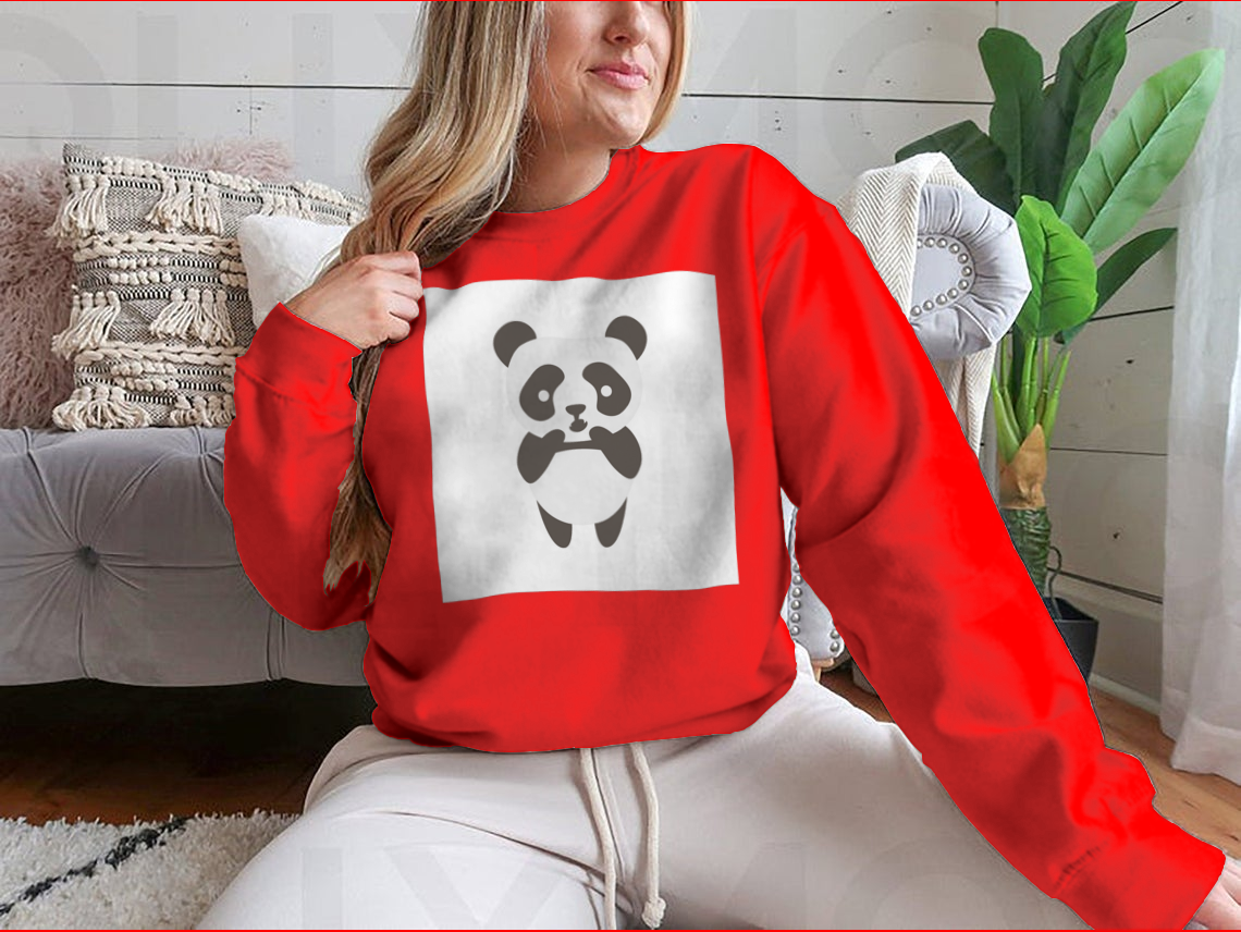 Cute scared panda flat illustration on a stylish shirt, showcasing a playful design perfect for casual wear.