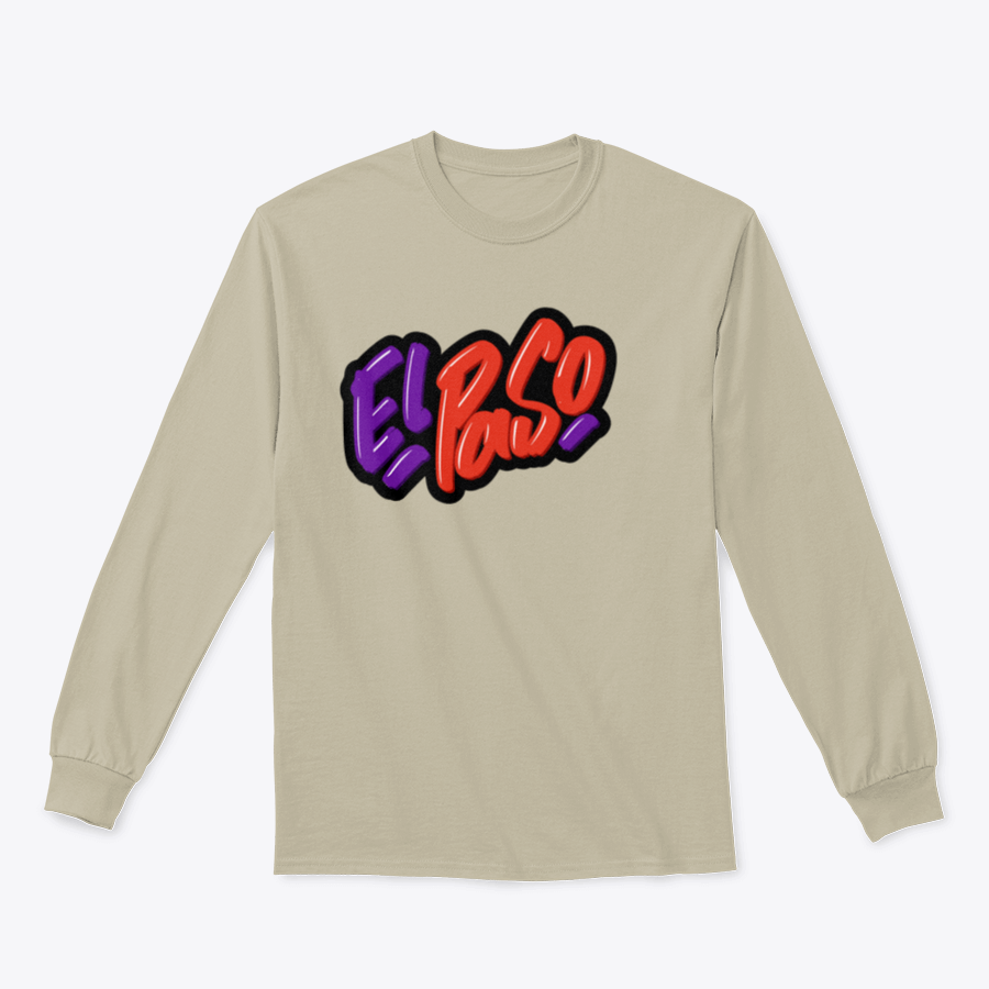 El Paso Hand Drawn Modern Brush Lettering Sweatshirt featuring unique lettering design on a comfortable cotton fabric.