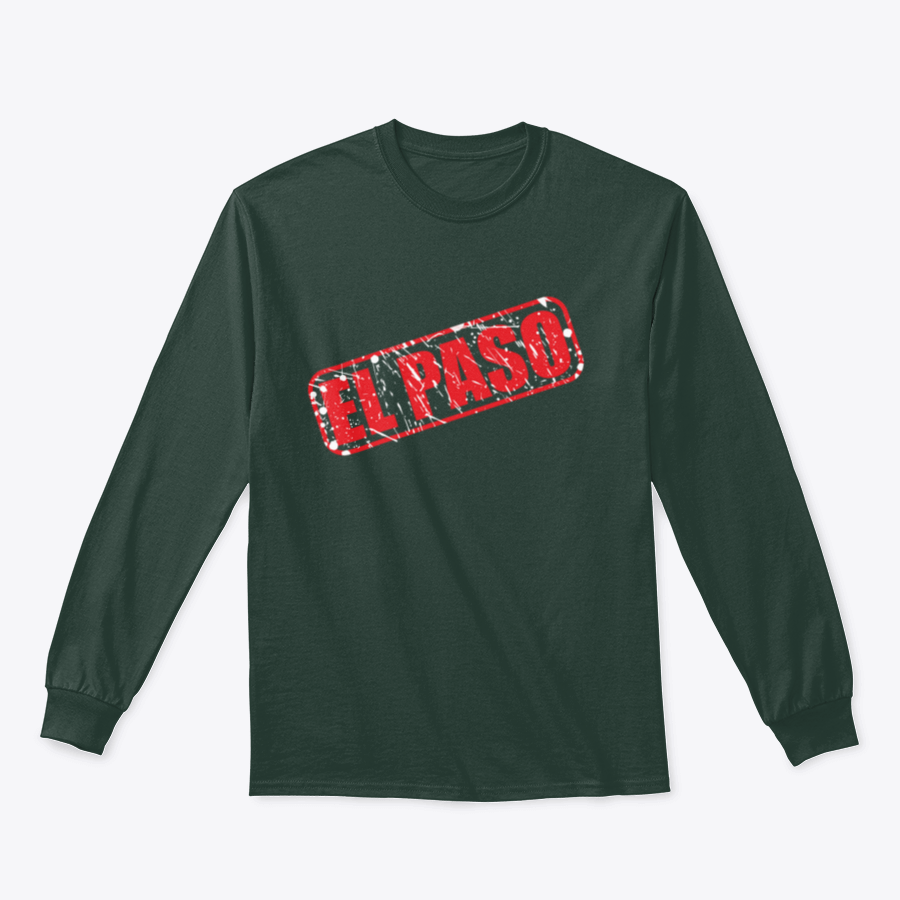 El Paso Red Stamp Sweatshirt featuring bold red text on a white background, showcasing a classic fit and midweight fabric.