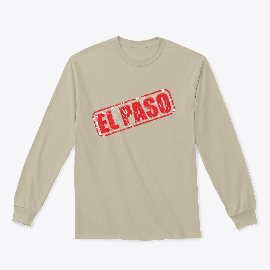 El Paso Red Stamp Sweatshirt featuring bold red text on a white background, showcasing a classic fit and midweight fabric.