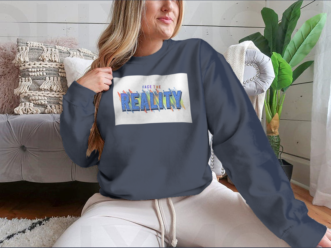 Face The Reality Inspirational Quotes T-Shirt in various colors, showcasing its comfortable fabric and motivational design.