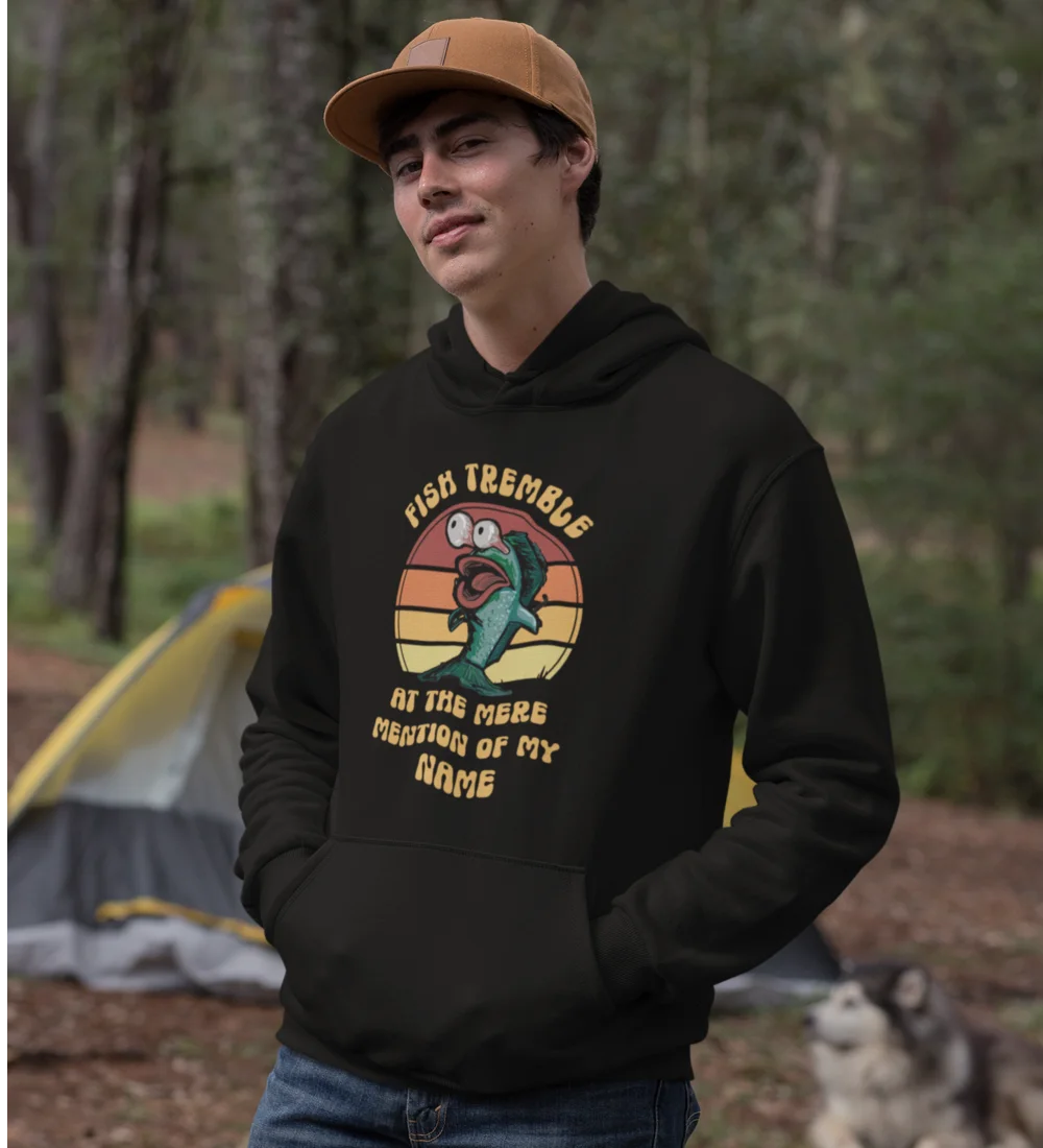 A stylish Fish Tremble Unisex Hoodie featuring a unique design, made from soft cotton-polyester blend, perfect for everyday wear.