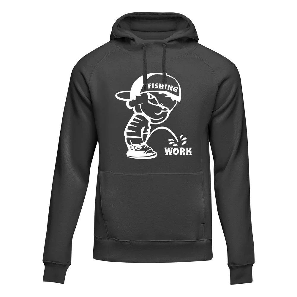 Fishing And Work Unisex Hoodie in a classic fit, showcasing its comfortable design and eco-friendly materials.