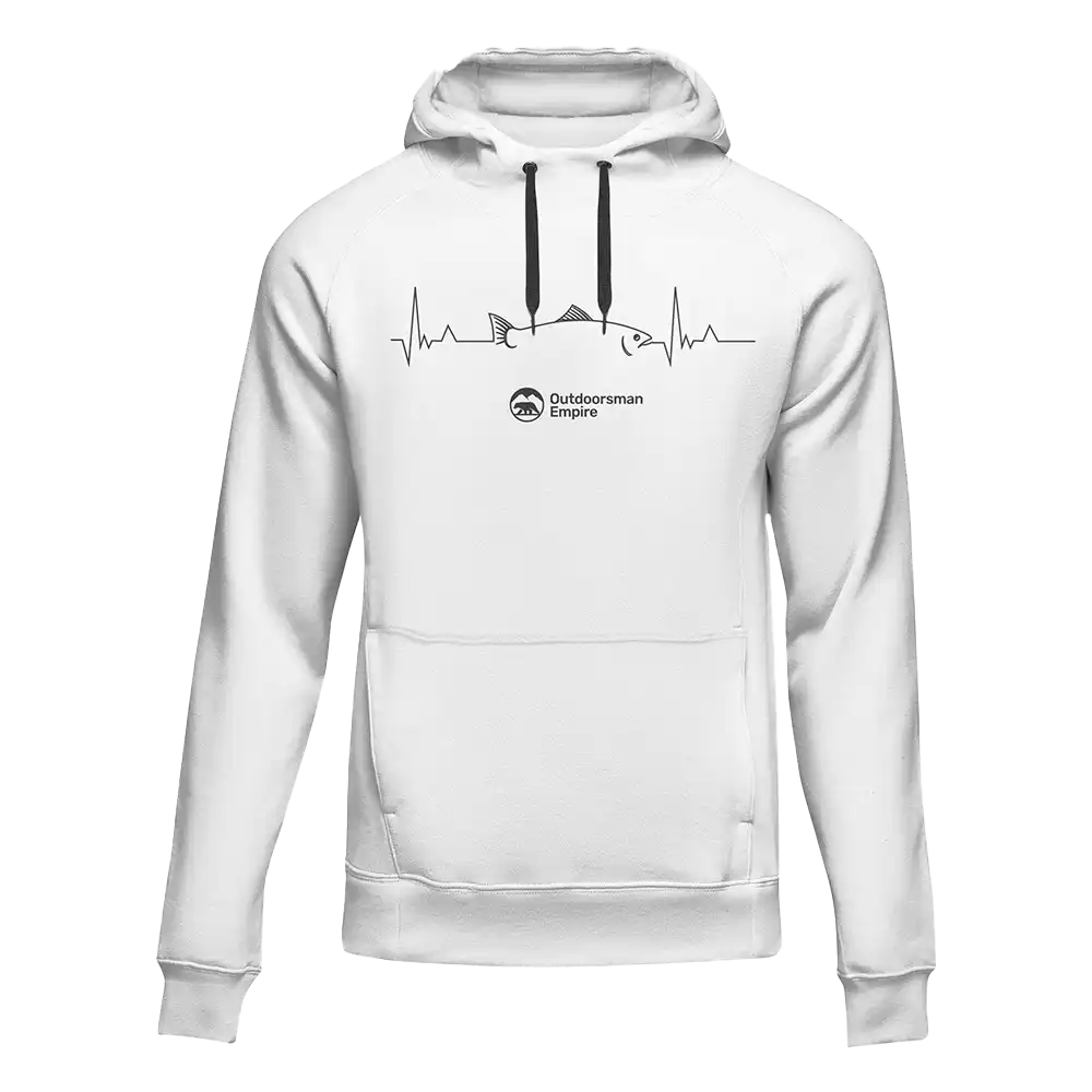 Fishing Cardiogram Unisex Hoodie featuring a unique fishing cardiogram graphic, made from soft cotton-polyester blend fabric.