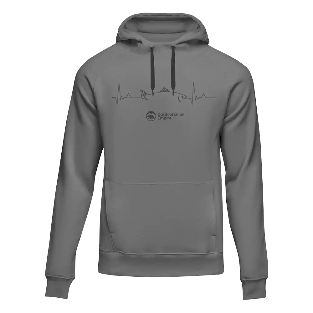 Fishing Cardiogram Unisex Hoodie featuring a unique fishing cardiogram graphic, made from soft cotton-polyester blend fabric.