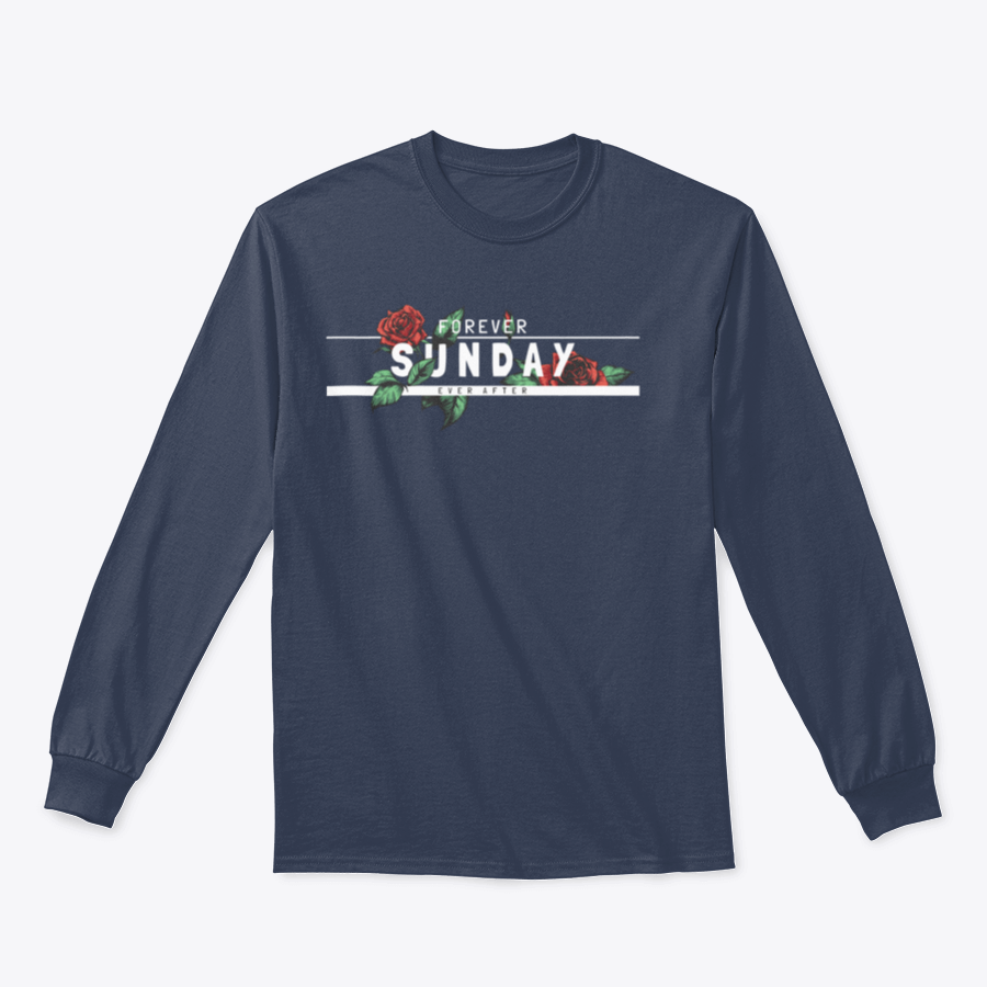Forever Sunday T-shirt featuring a vibrant red roses design, showcasing a classic fit and high-quality cotton fabric.