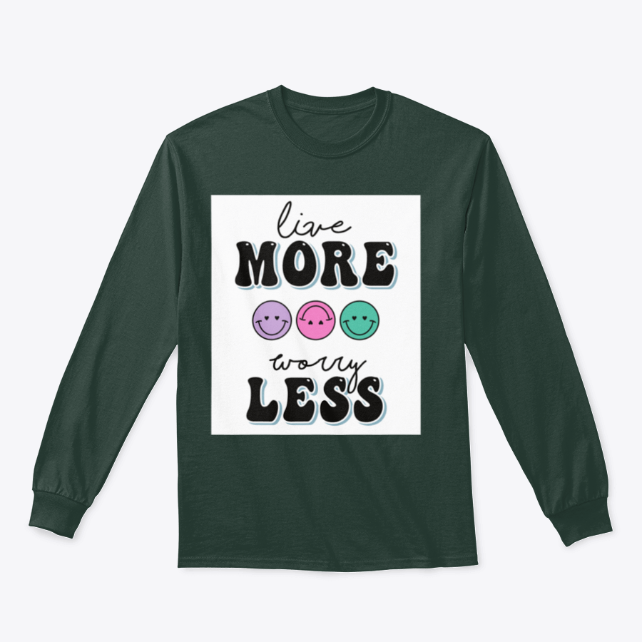 Girls Graphic Tee with 'Live More, Worry Less' text design, showcasing a stylish and comfortable fit.