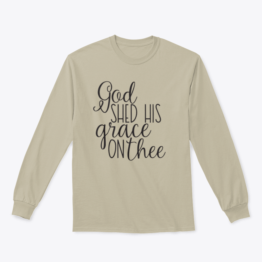 Inspirational background featuring the quote 'God Shed His Grace On Thee' on a soft cotton fabric, perfect for uplifting decor.