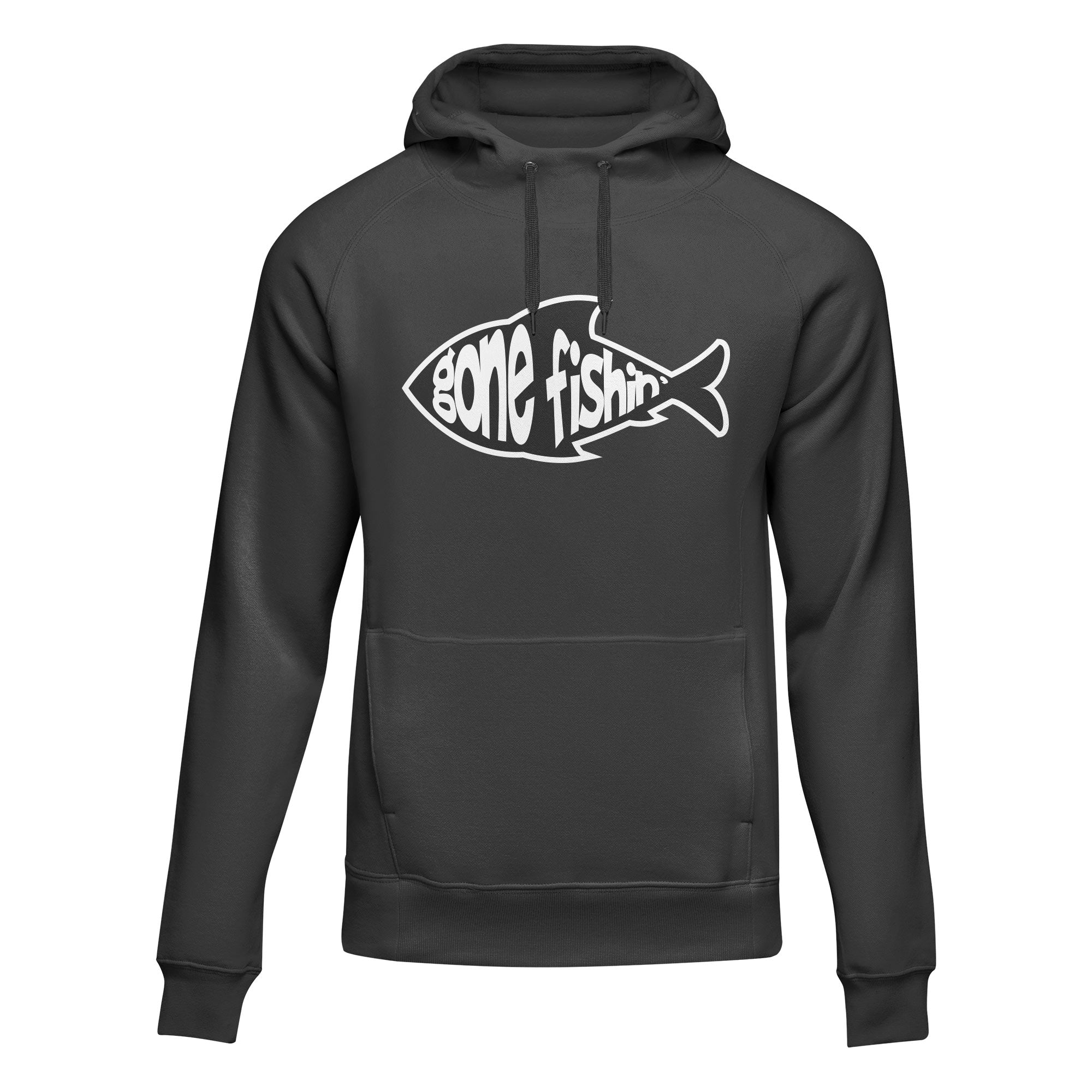Gone Fishing v3 Unisex Hoodie featuring a classic design, made from cotton-polyester blend, suitable for both men and women.