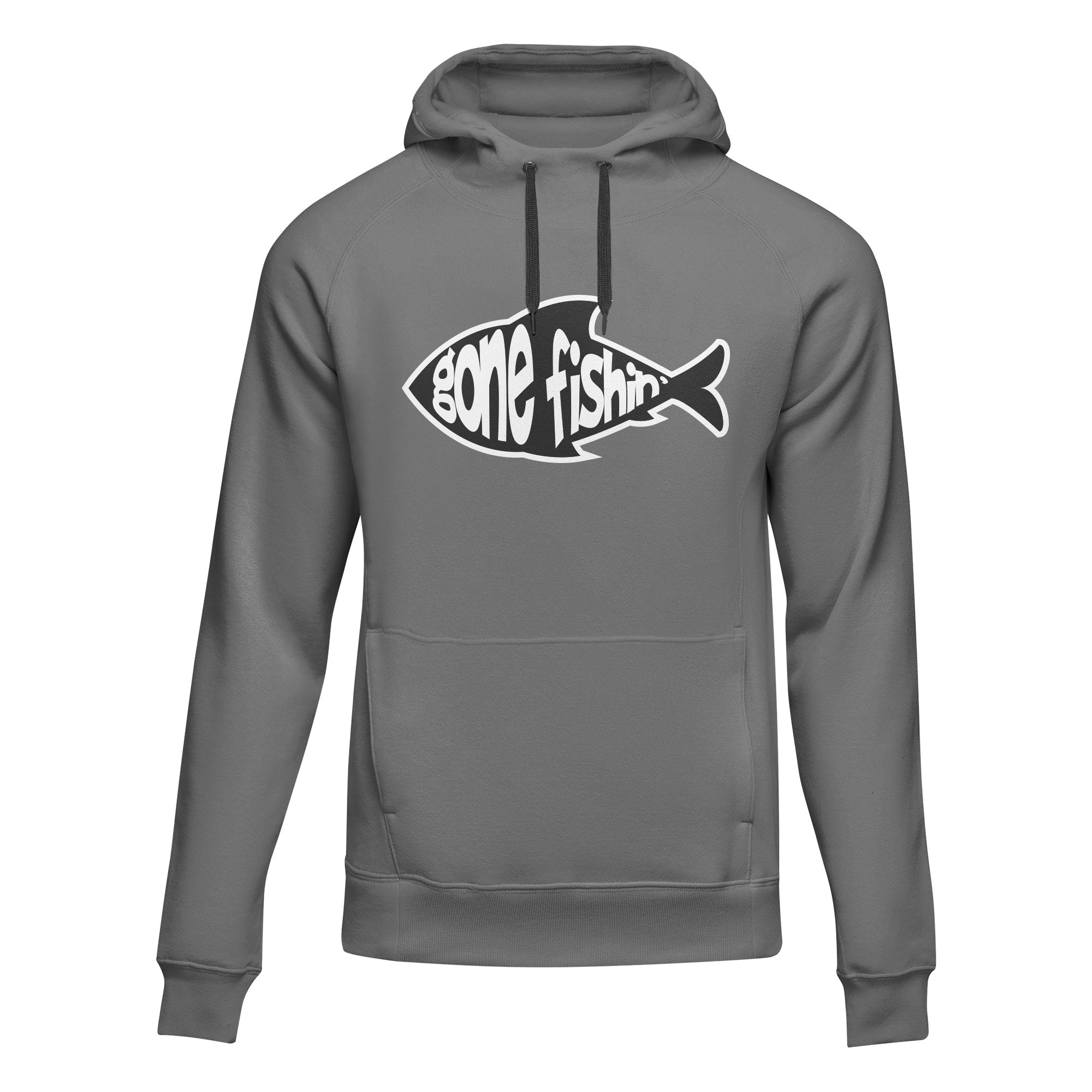 Gone Fishing v3 Unisex Hoodie featuring a classic design, made from cotton-polyester blend, suitable for both men and women.