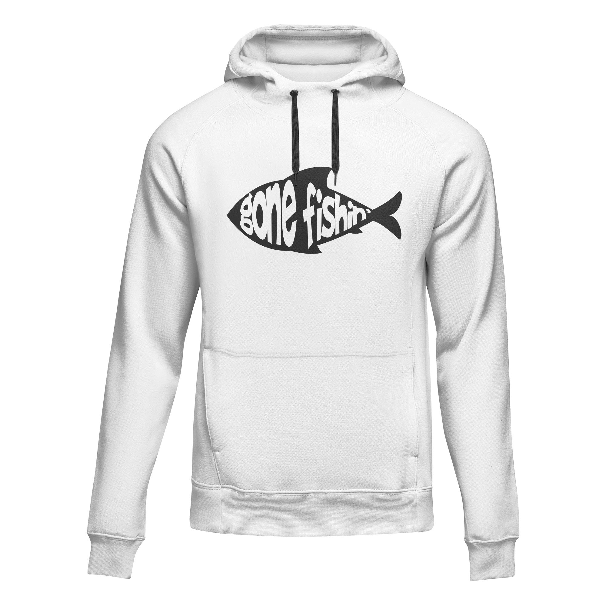 Gone Fishing v3 Unisex Hoodie featuring a classic design, made from cotton-polyester blend, suitable for both men and women.