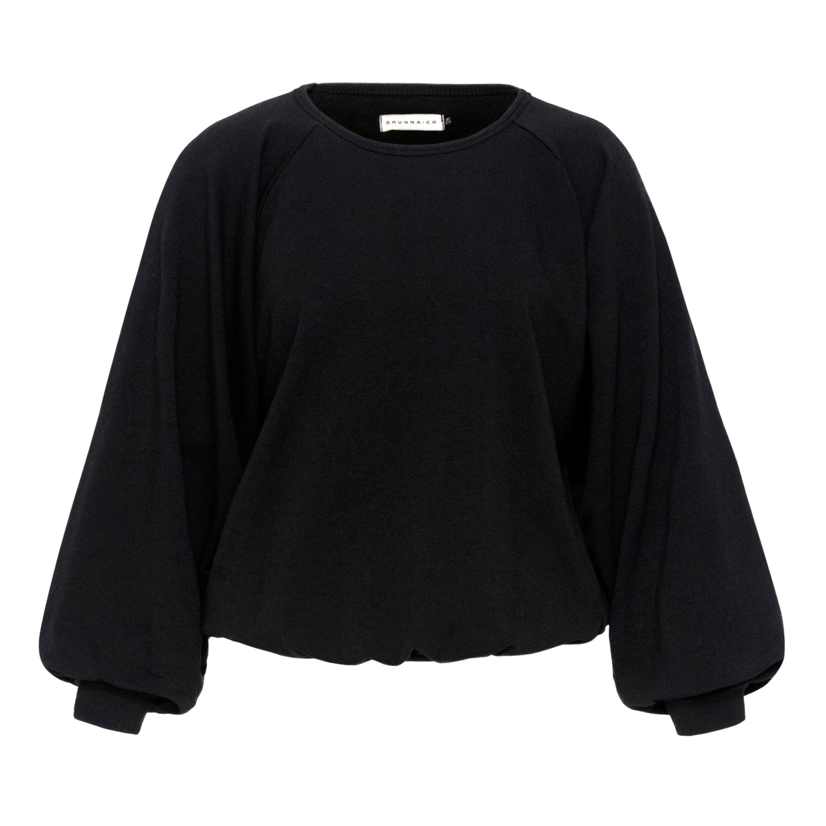 HALEY Bamboo Fleece Sweater in Black, featuring an oversized design, crewneck, and side pockets, made from sustainable bamboo fabric.