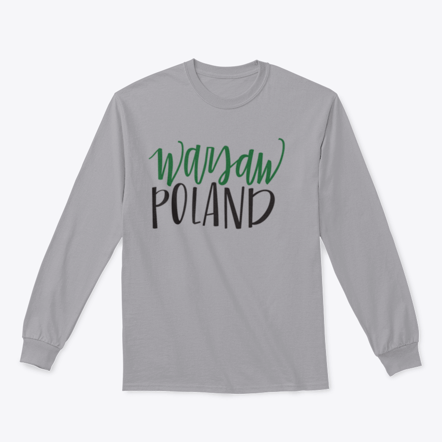 A stylish t-shirt featuring hand-lettering graphic inscription of Warsaw, Poland, made from high-quality cotton.