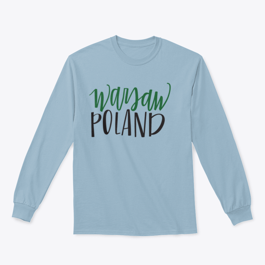 A stylish t-shirt featuring hand-lettering graphic inscription of Warsaw, Poland, made from high-quality cotton.