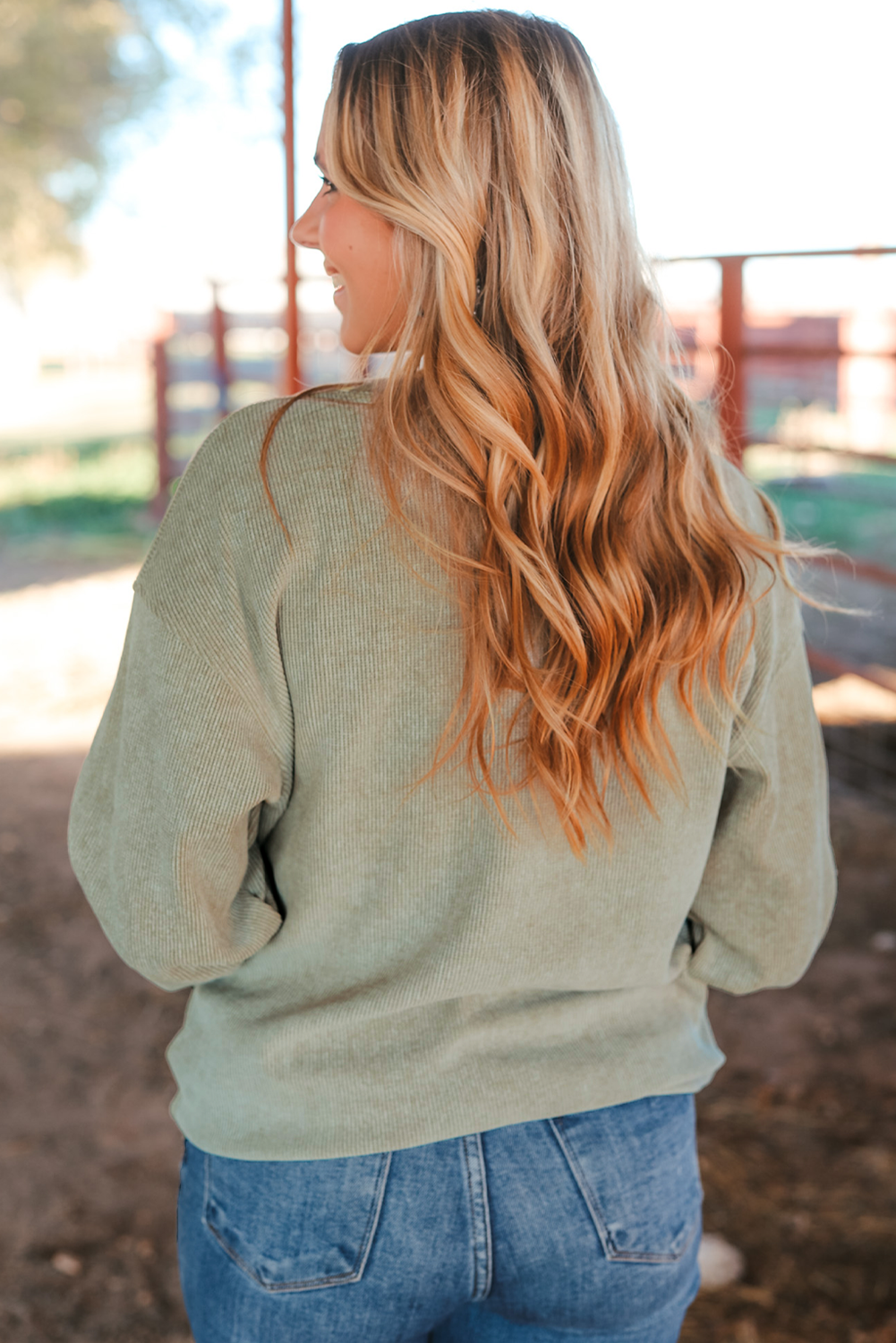 A cozy Jesus Cross Corded Oversized Sweatshirt in vintage washed solid color, featuring a round neck and drop shoulder design.