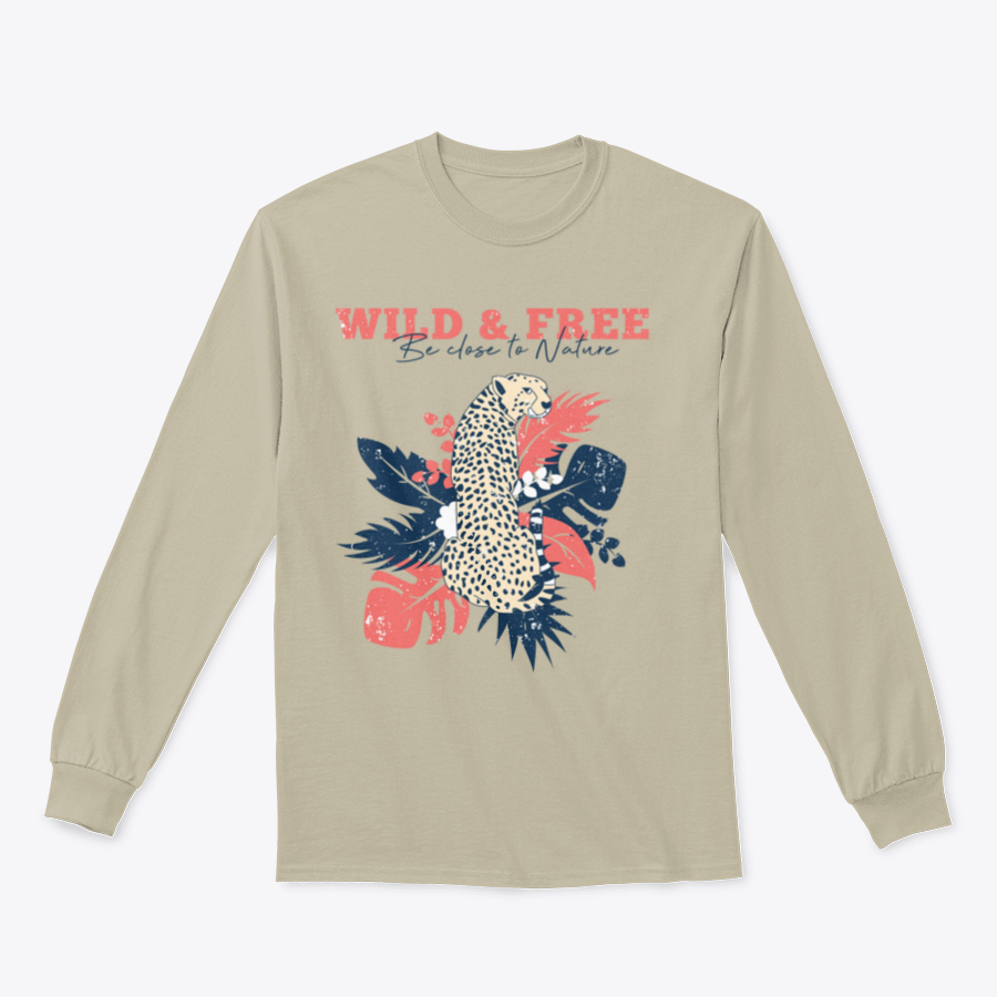 A stylish garment featuring a leopard surrounded by tropical leaves, showcasing a vibrant and nature-inspired design.