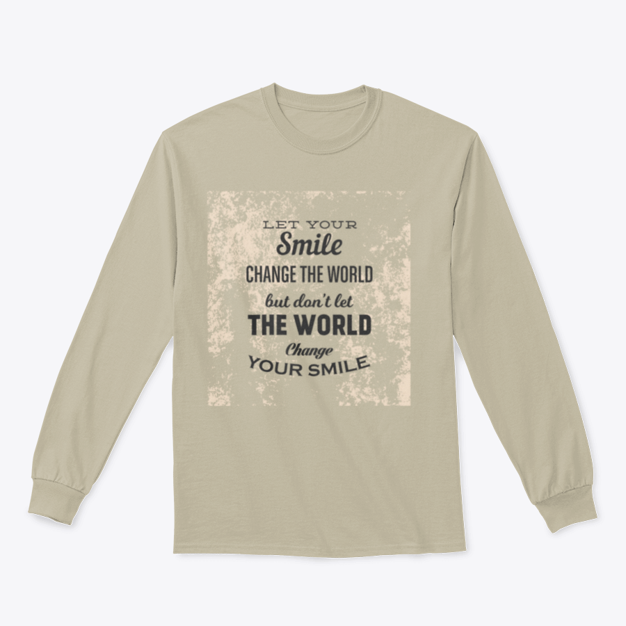 A stylish t-shirt featuring the phrase 'Let Your Smile Change The World' in a comfortable cotton/polyester blend, perfect for casual wear.