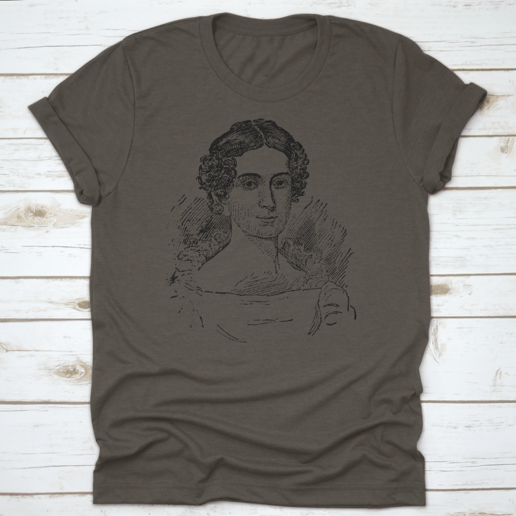 Vintage illustration of Letitia Christian Tyler on a comfortable cotton T-shirt, showcasing a unique hand-drawn design.