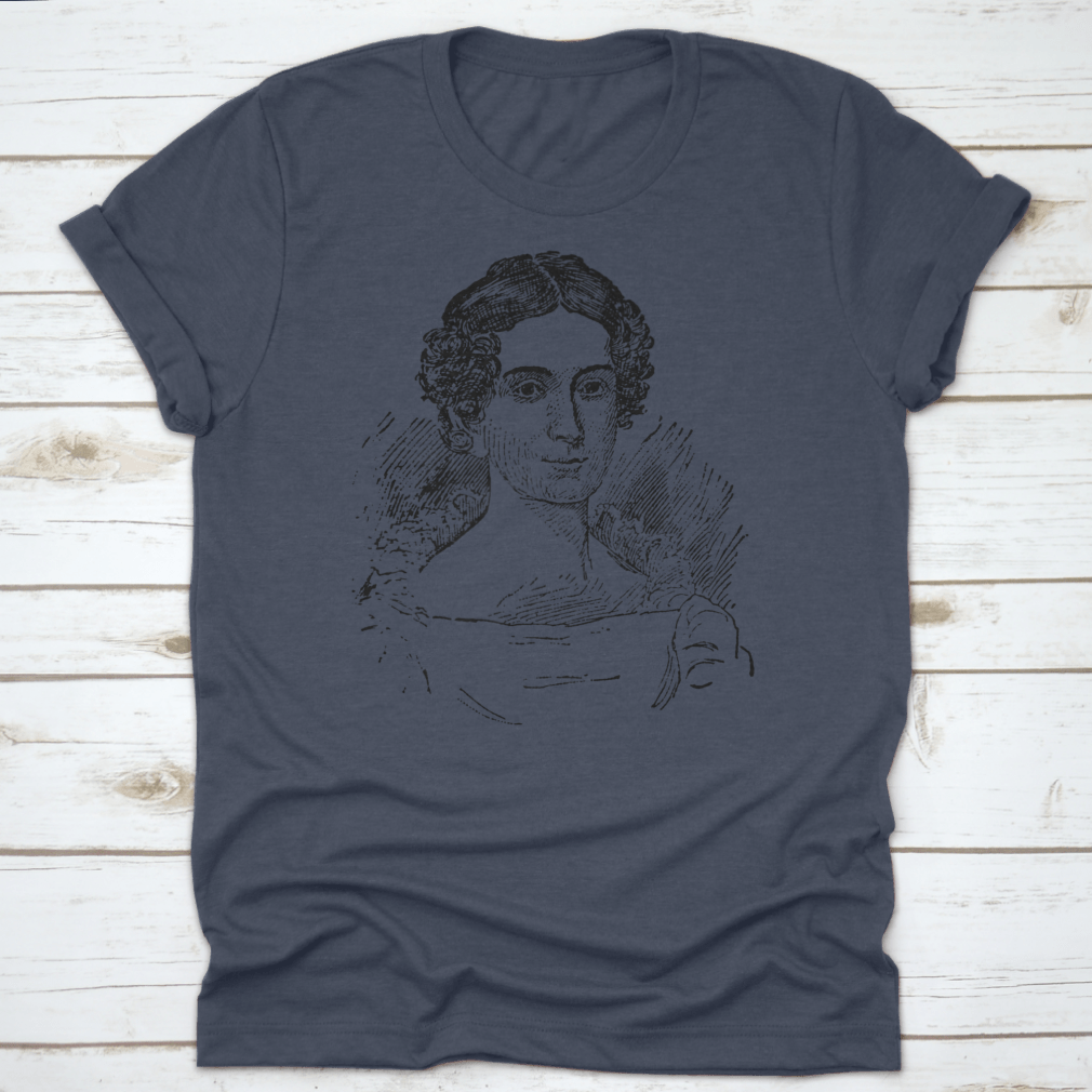 Vintage illustration of Letitia Christian Tyler on a comfortable cotton T-shirt, showcasing a unique hand-drawn design.