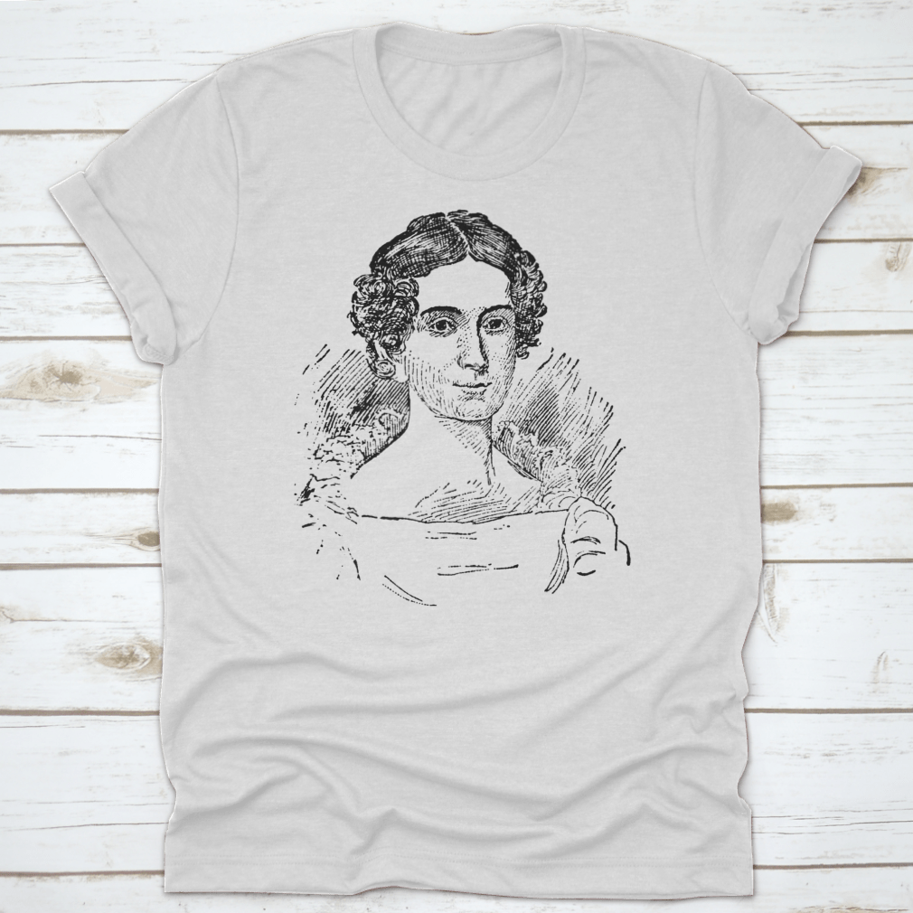Vintage illustration of Letitia Christian Tyler on a comfortable cotton T-shirt, showcasing a unique hand-drawn design.